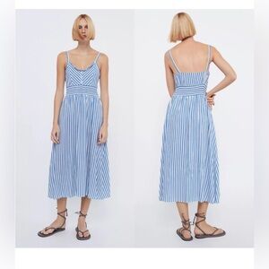 Zara Blue Striped Line Blend Dress